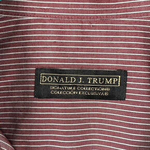 Donald J Trump Signature Collection Shirt Men's Large Red Striped Formal Causal - Picture 3 of 7